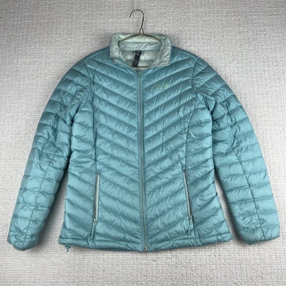 Mountain Hardwear Q Shield 650 Down Lightweight Puffer Blue Women Jacket Sz M - Picture 1 of 16